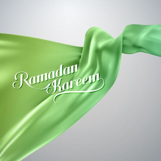 Ramadan Kareem fond avec vecteur de tissu de soie vert 02 vert tissu soie ramadan kareem fond   