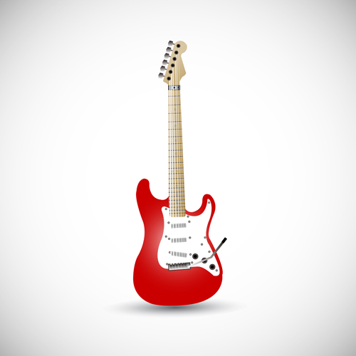 赤エレキギターベクトルイラスト 電気 赤 ギター イラスト   
