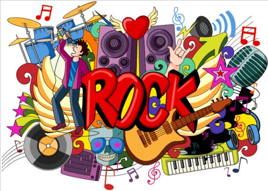 Rockmusik doodle Vektorillustration rock Musik illustration doodle   