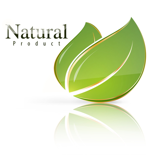 自然と光沢のある緑の葉ロゴベクトル01 葉 自然 緑 光沢のある ロゴ   