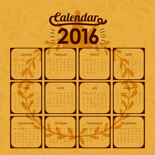 Simple mur calendrier 2016 Design vecteurs ensemble 17 simple mûr conception calendrier 2016   