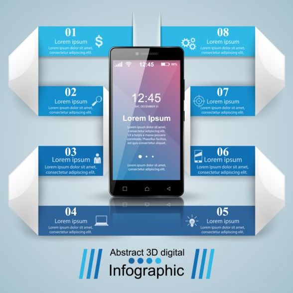 Smartphones avec option vecteur infographique modèle 04 smartphones Option infographie   