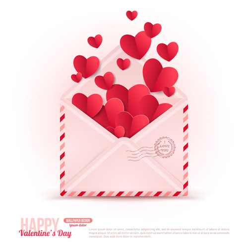 Valentinstag Karte mit Umschlag-Vektor 03 valentines envelope card   