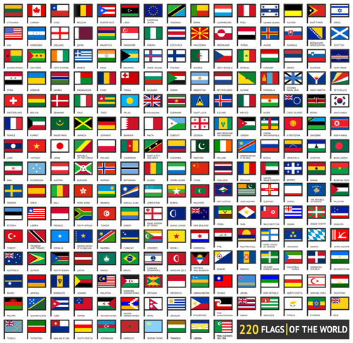 Vecteur monde drapeaux conception éléments ensemble 01 monde elements drapeaux   