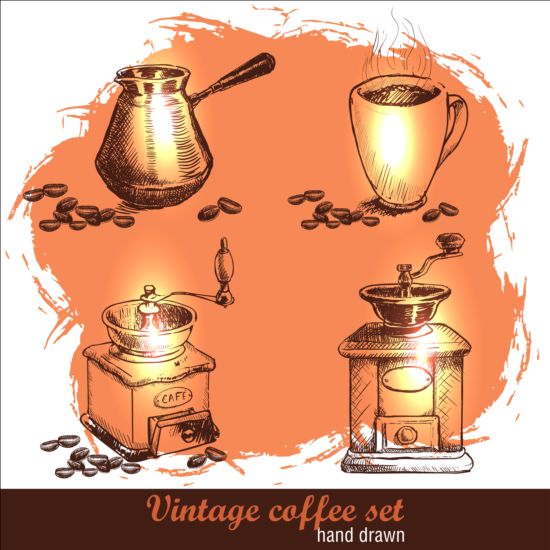 Affiche de café Vintage Heand dessiné vecteur 07 vintage heand dessiné cafe affiche   