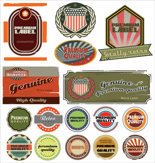 Étiquettes de couleur vintage design 02 vintage étiquettes coloré   