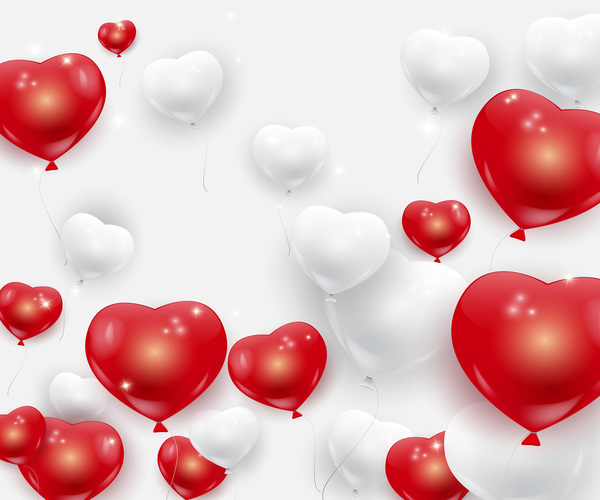 Coeurs rouges blancs ballons fond vecteur rouge coeurs blanc ballons   