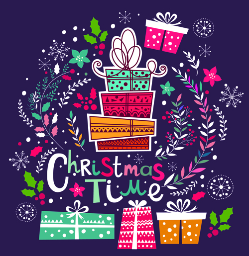 2015クリスマス漫画装飾的なイラストベクトル02 装飾的な 漫画 クリスマス イラスト 2015   