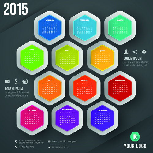2015ビジネスカレンダークリエイティブデザインベクター04 ビジネス クリエイティブ カレンダー 2015   