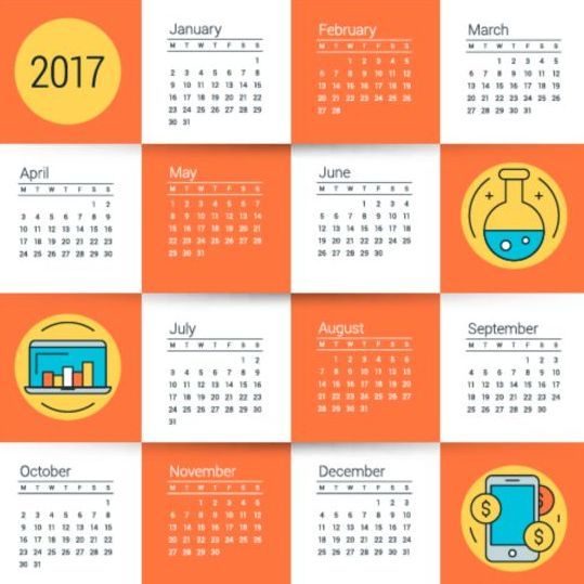 2017 grille de vecteur de calendrier de trame 01 grille calendrier 2017   