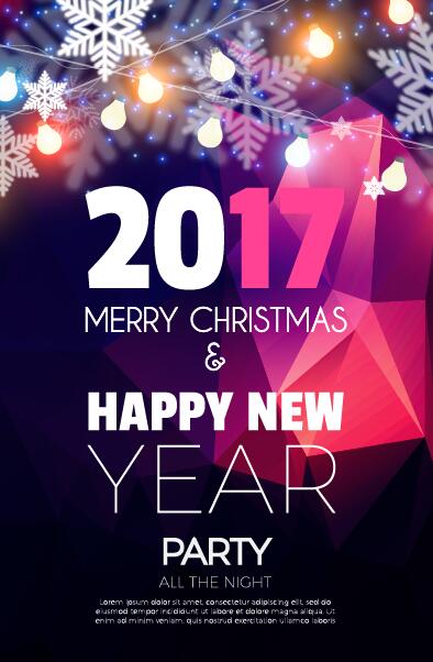 2017 Neujahr mit Weihnachts-Party-Flyer Vektoren gesetzt 06 Weihnachten party Neu Jahr flyer 2017   