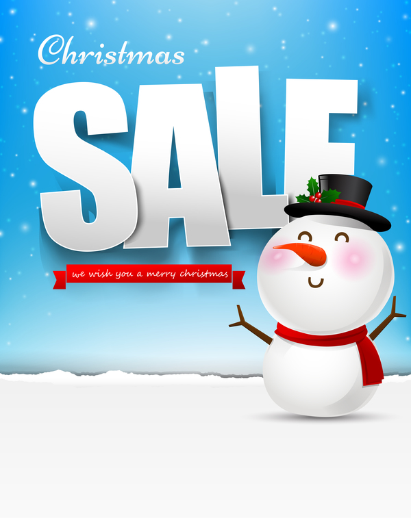 Weihnachtsverkauf Plakattext mit Schneemannsvektor 05 Weihnachten Verkauf snowman poster   