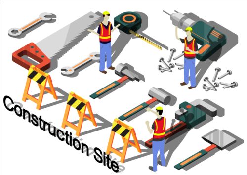 Baustelle Isometrie Infografie-Vektor 03 isométrie Infografik Baustelle Bau   