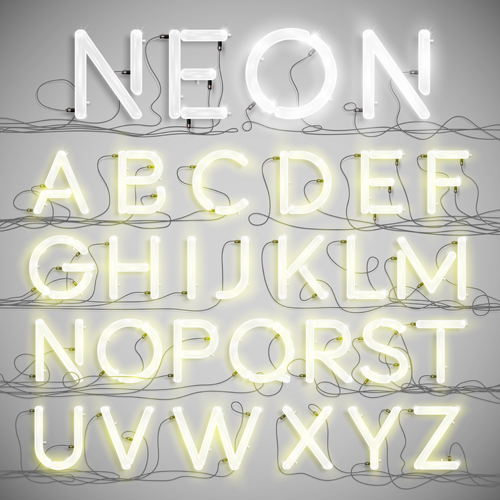 Kreatives Neonen-Alphabet-Vektorset 01 neon Kreativ alphabet   