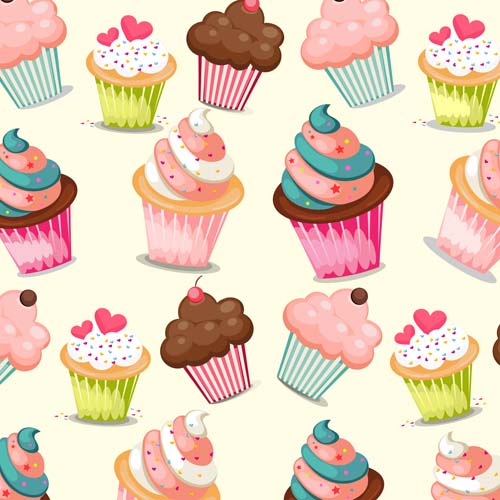 Cupcake mignon vecteur seamless pattern sans soudure modèle mignon cupcake   