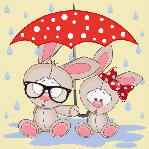 Animaux mignons et parapluie Cartoon Vector 03 parapluie mignon dessin animé animaux mignons   