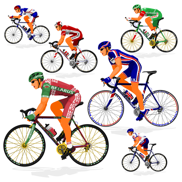 Cycliste avec l’illustration de vecteur de vélo de route 06 vélo route cycliste   