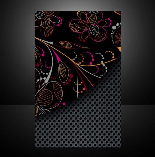 Dunkles Metall mit floralen Deckel-Schablon Vektor 03 metal floral dark cover   