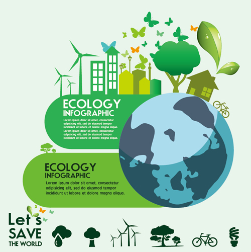 Ökologie mit dem weltweiten Infografievektormaterial 03 Welt Ökologie Infografik   