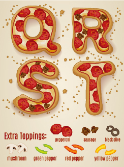 Exquisiter Pizza-Alphabet-Design-Vektor 05 pizza exquisite alphabet   