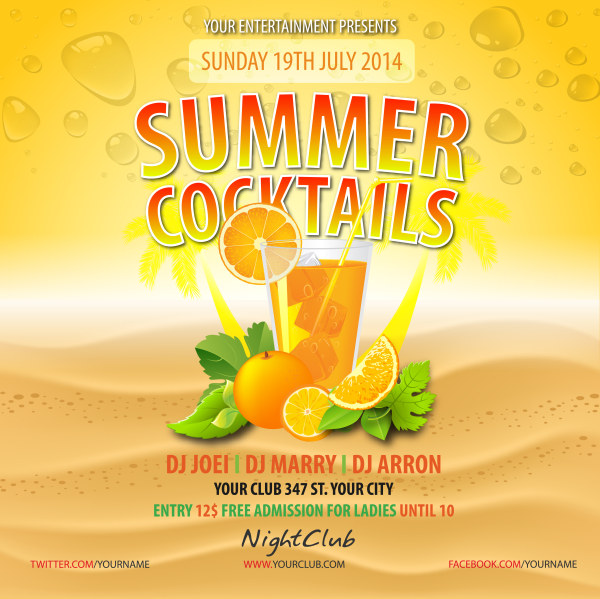 Erlesene Sommer-Cocktail-Plakate vector Sommer Plakate exquisite cocktails   