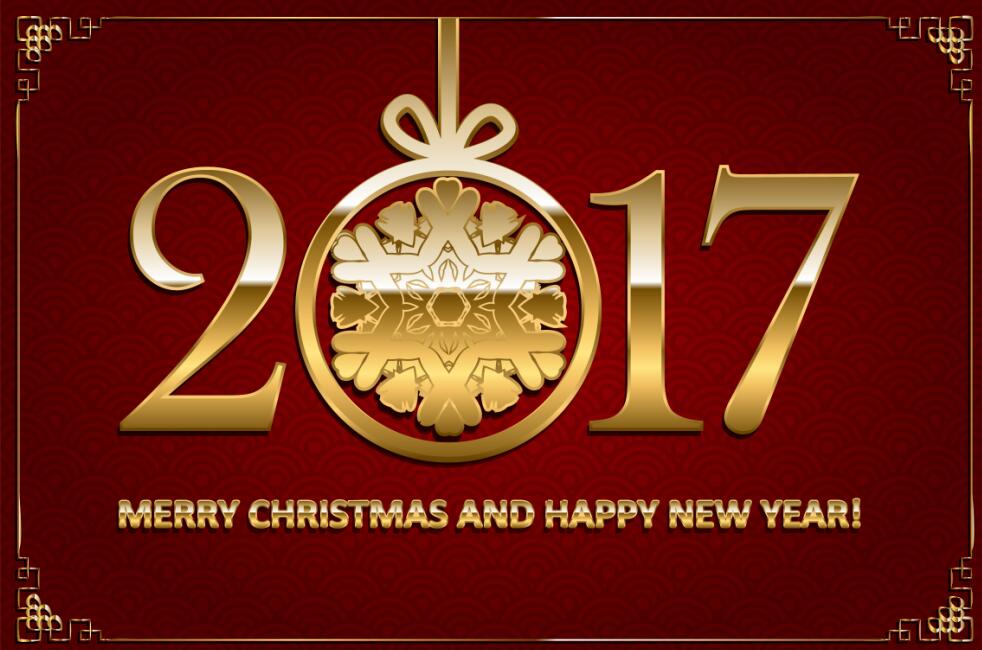 ゴールデン2017のクリスマスと赤の背景ベクトルと新年 赤 新しい 年 ゴールデン クリスマス 2017   