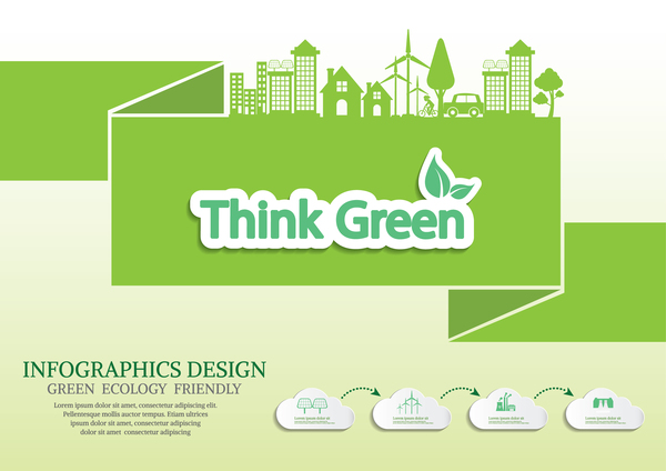 グリーンエコロジー・フレンドリーなインフォグラフィックデザインベクター02 フレンドリー グリーン エコロジー インフォグラフィック   