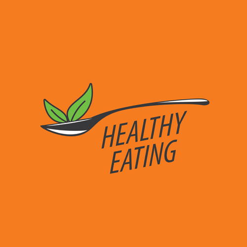 ヘルシー食べるロゴデザインベクトルセット01 食べる 健康 ロゴ   