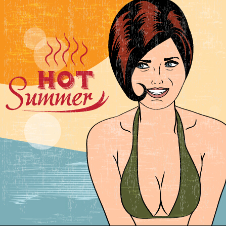 Heißer Sommer sexy Frau Vektorhintergrund 05 Vector-Hintergrund Sommer sexy Hintergrund Frau   