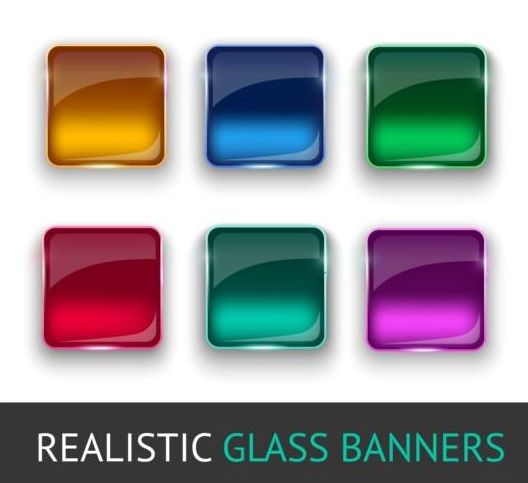 Realistisches Glastage-Bastenvektorset realistisch Glas buttons   