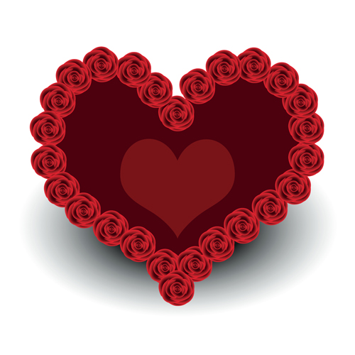 Rose rouge avec le matériel de vecteur de coeur rouge rose matériel coeur   