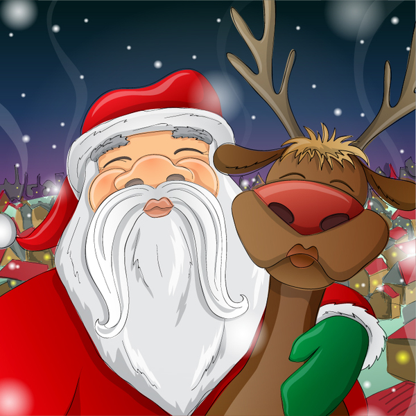 Santa avec le vecteur de Noël de cerf santa Noël cerf   