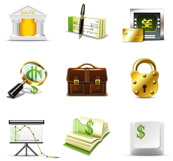 Des affaires brillantes avec des icônes financières icônes finance brillant Affaires   