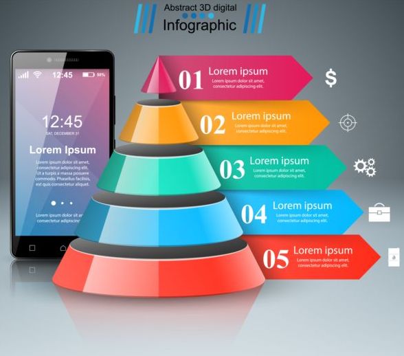 Smartphones avec option vecteur infographique modèle 03 smartphones Option infographie   