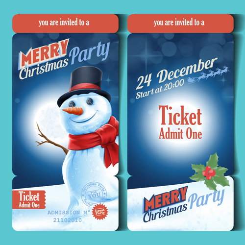 Ticket xmas Party-Vektormaterial Weihnachten ticket party material   