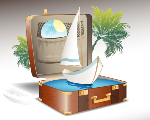 トラベルエレメントとスーツケースクリエイティブバックグラウンドセット02 要素 背景 旅行 創造的な背景 創造的 スーツケース   