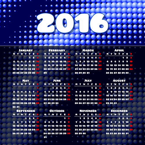 Vector Gitterkalender 2016 Designmaterial 02 Kalender grid 2016   