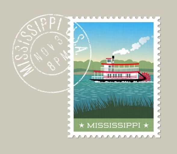 ミシシッピ郵便切手テンプレートベクトル 郵便切手 切手 ミシシッピ州   