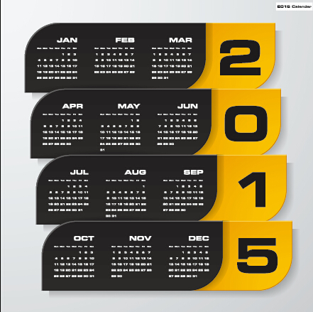 2015会社のカレンダー黒の黄色のスタイルのベクトル06 黄色 会社 ブラック カレンダー 2015   