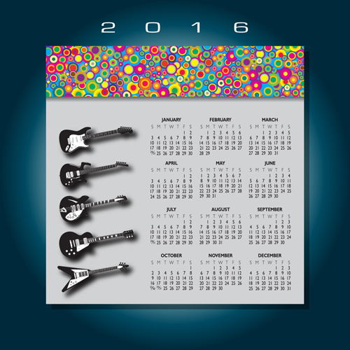 2016カレンダー音楽ベクターデザイン06 音楽 デザイン カレンダー 2016   