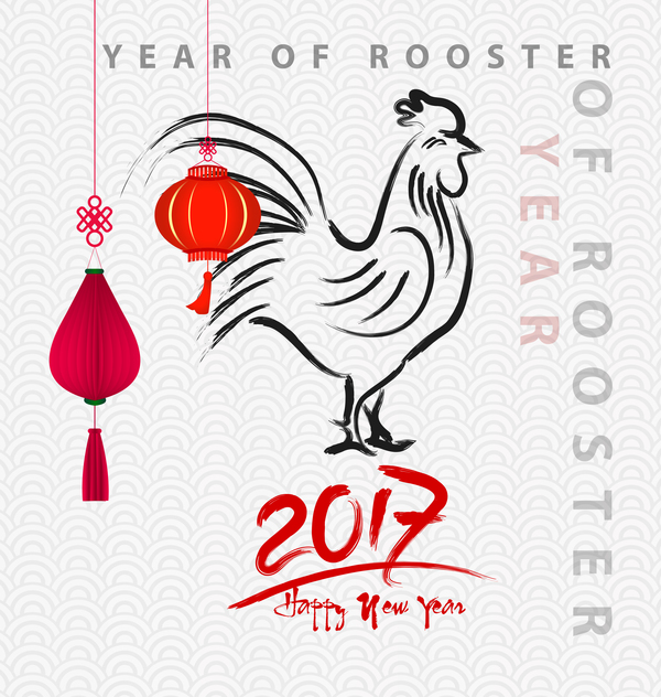2017酉ベクトル材料の中国の新年 新しい 年 中国人 ルースター 2017   