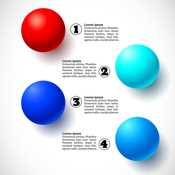 3D-farbige Kugeln mit nummerierten Infografie-Vektor 07 nummeriert Kugeln infographisch farbig   