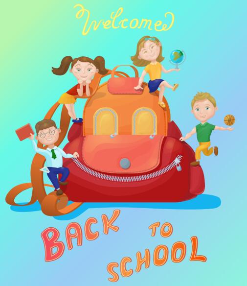 Retour à l’école de fond avec vecteur de sac d’école sac école arrière plan Arrière   