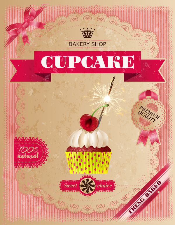Bäckerei mit Cupcakes Plakaten-Vaktor 10 vintage shop poster cupcakes Bäckerei   