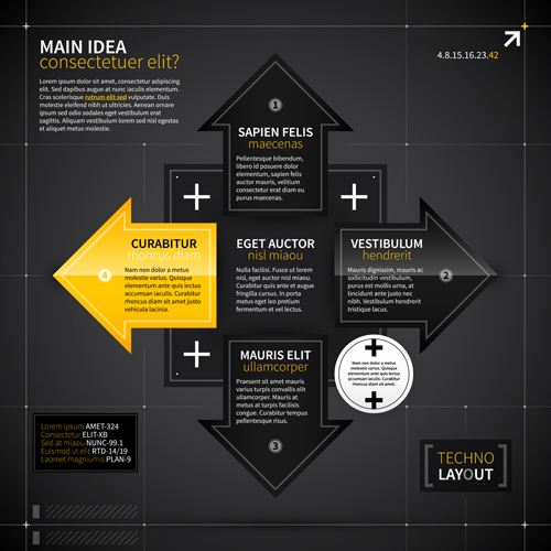 Noir avec vecteur infographique jaune Tech 08 tech Noir jaune infographie   