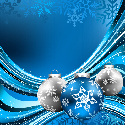 Boules de Noël de style bleu et backgroud flocon de neige Noël flocon de neige Bleu babioles   