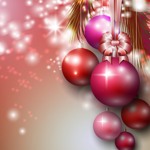 Weihnachtsbaumkugeln mit Bogenkunst-Hintergrundvektor 02 Weihnachten Kugeln Bogen   