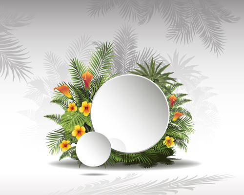 Papier de cercle et plantes tropicales arrière-plan vecteur 02 tropical plantes fond vectoriel fond cercle   