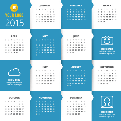 Classique 2015 calendrier vector design Set 09 Classique calendrier 2015   