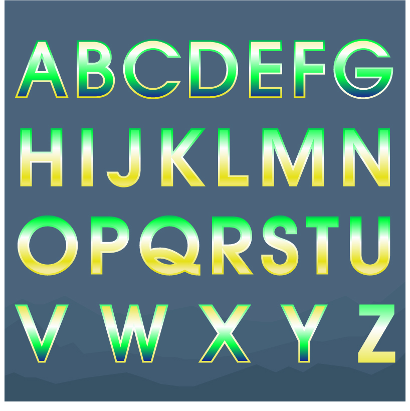 色付きのグラデーションのアルファベットベクトル01 色付き グラデーション アルファベット   